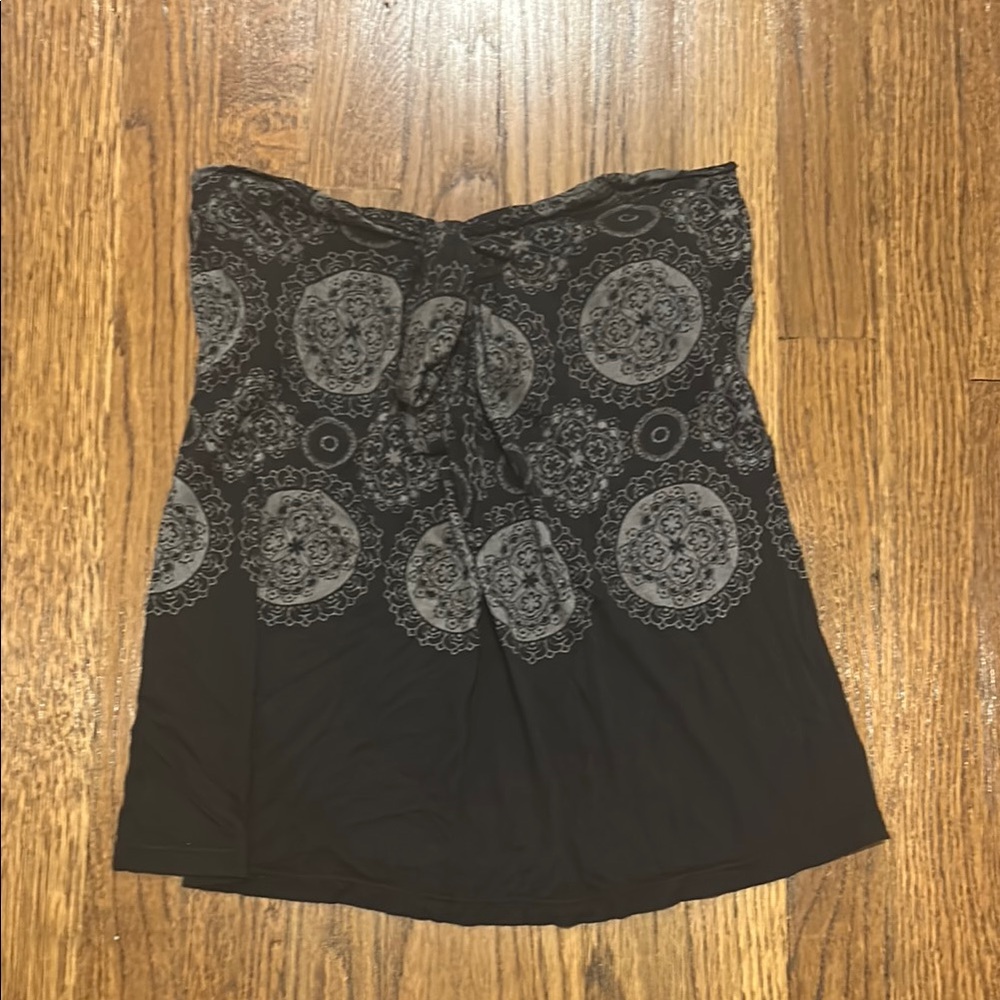 Splendid Black and Gray Tube Top with Tie Front